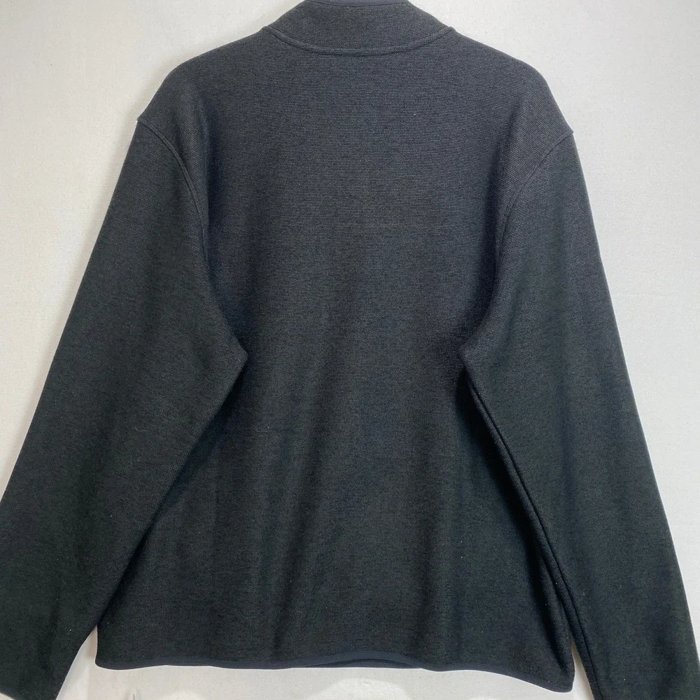 Eddie Bauer Quarter Snap‎ Fleece Pullover Mens XL Gray Textured Knit Mock Neck